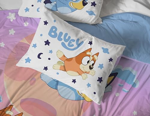 Image of Bluey Bingo Full Comforter Set 7 Piece Kids Bedding for Girls, Multi | Bed in a Bag, Comforter Sheets Shams Pillowcases, Official Brand, Soft Microfiber, Machine Washable, Girls Gift