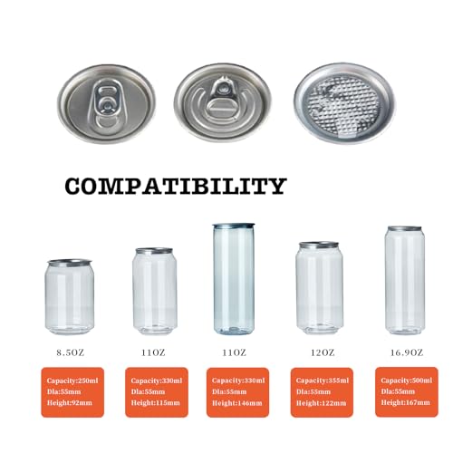 Commercial Soda Can Sealer - 2.4-6.7 inch Height Adjustable, Automatic Can Sealer for Aluminum and Plastic Cans - White