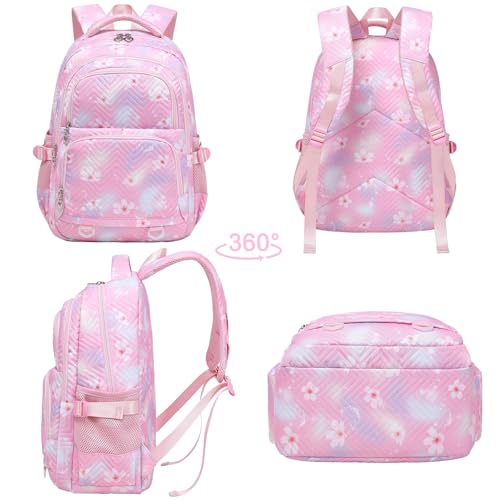 Joyfulife Daisy Print Backpack for Girls Lightweight Water Resistant Elementary Primary School Bags Teen Girls Bookbag Travel Daypack 6