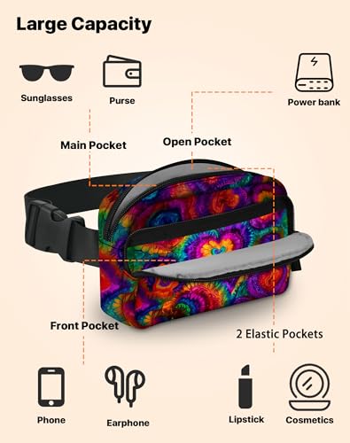 Image of Tie Dye Fanny Pack Lightweight Belt Bag Fashion Waist Pouch | Waterproof, crossbody bags for women, sports, running, traveling, hiking