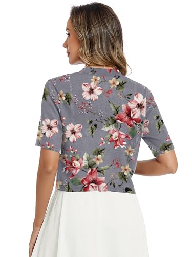 Image of Heymoments Women's Thin Shrugs Short Sleeve Lightweight Cropped Tops Open Front Knitted Cardigan for Dress Summer Bolero