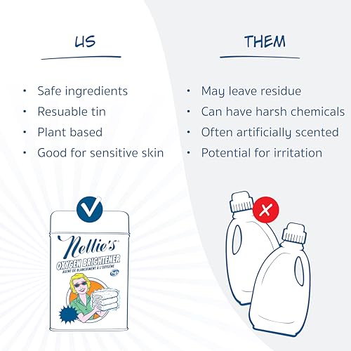 Nellie's Oxygen Brightener - 100 Scoops - Planet Friendly Stain Remover - Safe Alternative to Bleach - Septic-Safe Formula - Compact Powder Form - Made in Canada