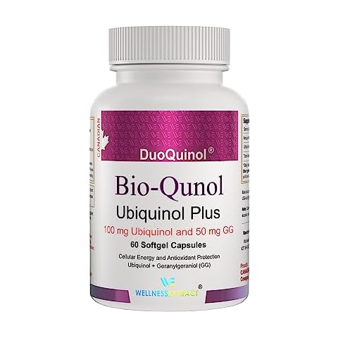WELLNESS EXTRACT BioQuinol Ubiquinol (CoQ10) with Geranylgeraniol – Master Antioxidant for Heart Health, Cellular Energy 150mg 60 Softgels Cover