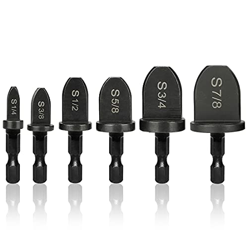 SeonFook 6点セット チューブエキスパンダー ベアリング鋼 六角軸 6.35mm ソフト銅管チューブ拡管用 スエージングツールドリルビット エアコン修理 汎用ツール チューブフレアリング 22.2mm 19mm 15.9mm 12.7mm 9.5m