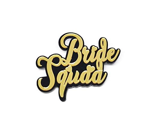 Yey Bride Squad Acrylic Badges Set of 12 pcs, Black Golden Badges for Bachelorette Party Decorations, Bridal Shower, Bride to be Decorations, Wedding Functions, Sangeet Parties (Black and Gold) 2