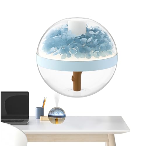 Humidificador de viaje, difusor de aceite recargable, luz nocturna de flores, recargable por USB, capacidad de 270 ml, hidratación de aire para dormitorio, sala de estar, plantas domésticas