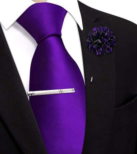 Image of Hi-Tie Men's Extra Long Solid Satin Tie Set 63 Inch /70 Inch Formal Necktie