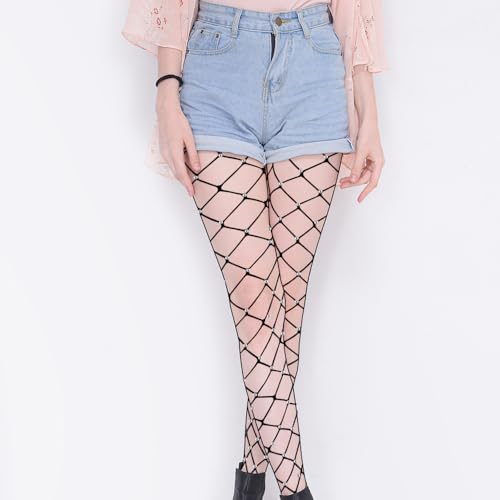 Image of Forbidden Road 2 Pack Sparkly Tights Large and Small Mesh Fishnet Rhinestone Tights For Women Sexy Glitter Fishnets Stockings