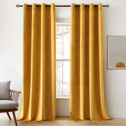 Woaboy Rideaux Occultant Thermique Salon Rideaux et Draperies Chambre Velours Panneaux de Rideau Intérieurs Isolant Anti Chaleur/Froid à Oeillets Extensible...