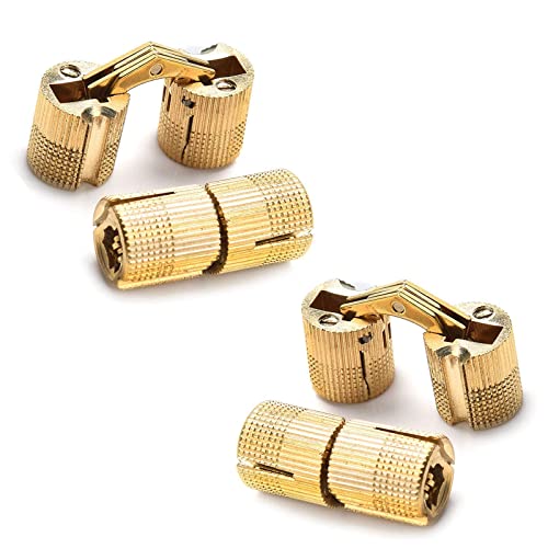4 PiècesCharnières Cylindriques, Charnière Cachée en Laiton, 180 ° Angle D'ouverture Invisible Barrel Hinge Remplacement, Tonneau Charniere pour DIY...