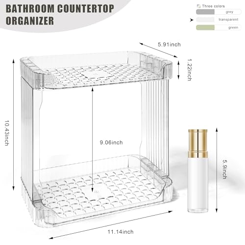 Image of Bathroom Counter Organizer Cosmetics Skincare Organizers Skincare Makeup Organizer Countertop Holder for Perfume-2 Tier-Clear