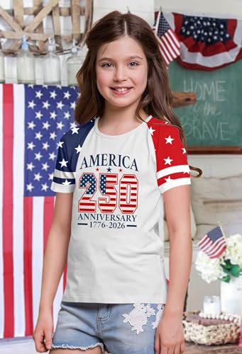 Image of Ithalt Boys Girls USA Shirts Kids 4th of July Shirts American Flag Tshirt Patriotic Top Independence Day Outfit 5-13y