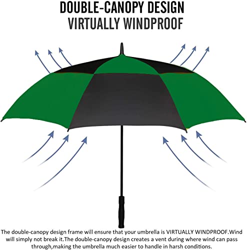 Image of MRTLLOA Automatic Open Golf Umbrella, 62 /68 Inch Extra-Large Oversized Double Canopy Vented Windproof Waterproof Stick Rain Golf Umbrellas for Men and Women