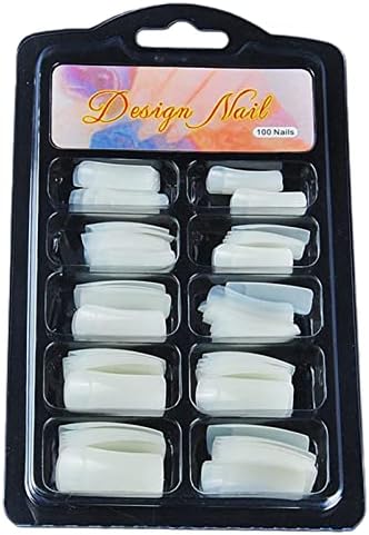 Acamifashion 100Pcs DIY Acrylic Gel French Nail Art Colored French Tips False Nail Tips - Nature