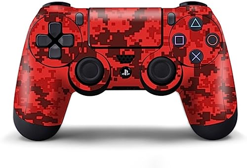Elton PS4 Controller Skin for Sony PlayStation 4 , PS4 Slim , PS4 Pro DualShock Remote Wireless Controller (set of two) & 4 Anti-slip Thumb Stick Caps - Digicamo Red [video game]