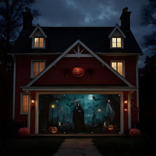 Cubierta de puerta de garaje para fiestas de Halloween en jardines residenciales 5