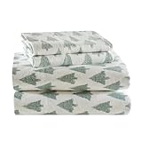 True North by Sleep Philosophy Cotton Sheet Set Cozy Print 100% Cotton Flannel Sheets Bedding Set, Oversized Sheets, Deep Pocket Fits Up to 14' Mattress Queen Bed Sheets Queen Ikat Tree 4 Piece