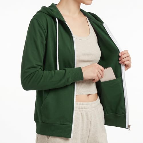 Image of GIVON Womens Casual Zip Up Hoodie Cotton Blend Soft Fabric Basic Layering Hooded Jacket with Kangaroo Pocket