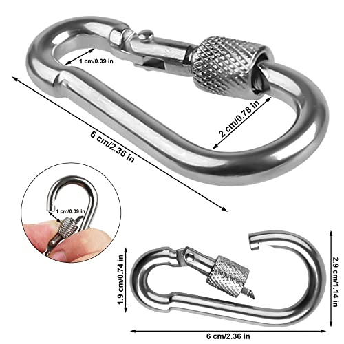 DONQL 4 STK M6 Klein Karabinerhaken mit 135 Kg Belastbarkeit, Edelstahl Karabiner Schraubkarabiner Edle Schlüsselanhänger, Kleine Schraubverschluss Karabinerhaken für Camping, Schlüssel, Outdoor usw
