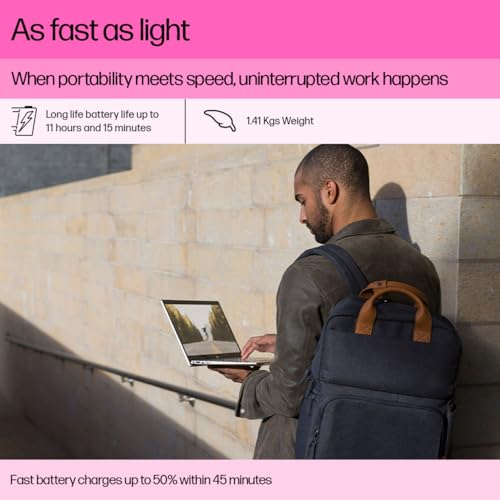 Image of HP 14, AMD Ryzen 3-7320U Laptop (8GB RAM, 512GB SSD), 14 inch /35.6cm, FHD, Win 11, MS Office 2021, Silver, 1.4Kg, Backlit Keyboard, Dual Speakers, em0025AU