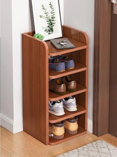 シューズラック 木製 スリム シューズボックス 縦長 下駄箱 靴箱 スリッパシューズラック 靴収納キャビネット 玄関収納 靴入れ スリッパ入れ 靴置き 省スペース 防塵 多層 狭い 通気性 玄関 廊下 クローゼット アパート用 (クルミ,26*26*72c