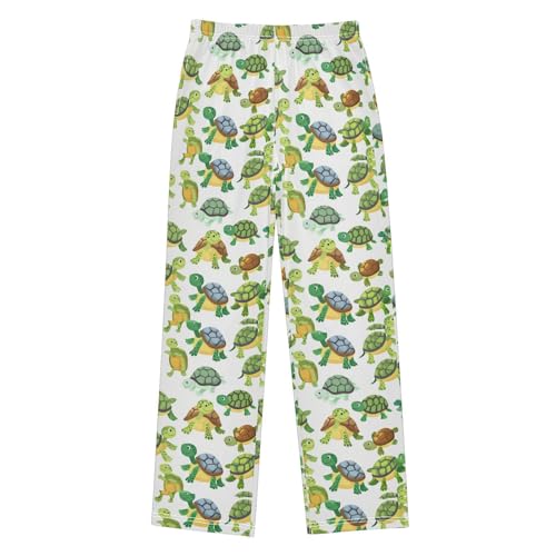 Seamless Turtle White Pajamas Bottoms with Pockets Comfy Pjs Sleepwear Elastic Waistband Pajamas Pants Lounge Pants for 6-14 Years