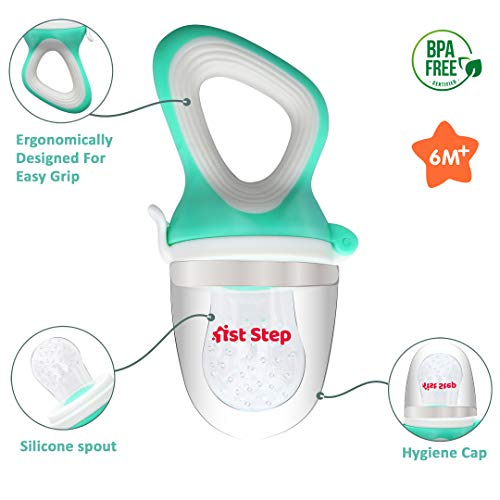 Image of 1st Step BPA Free Silicone Fruit and Food Nibbler and Feeder (Mint Green)