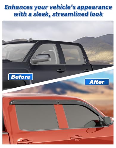 Image of Extra-Thick Rain Guards Fit for Chevy Silverado /GMC Sierra 2014-2019 Crew Cab Window Rain Guard Extra Durable Window Deflectors Window Vent Visors Vent Shades Exterior Car Accessories