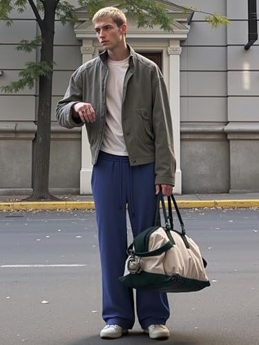 Image of JMIERR Men's Casual Baggy Pants Lightweight Wide Leg Lounge Travel Pants Streetwear with Pockets