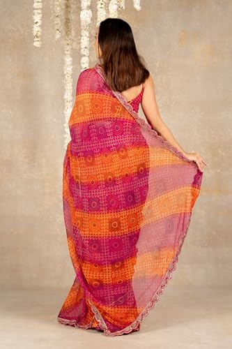 Image of MIRCHI FASHION Saree for Woman Georgette Floral Printed | Lightweight Comfortable Sari for Regular Social Wear and social visits