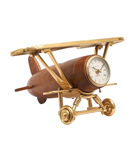 Image of Decor de Maison Brings Handcrafted Meridian's Sentinel Table Clock for KidsRoom, Study, Living & Bedroom | Classic Timepiece |Non-Ticking Battery Operated Analog Desk Clock in Gold (37x31x21cm)
