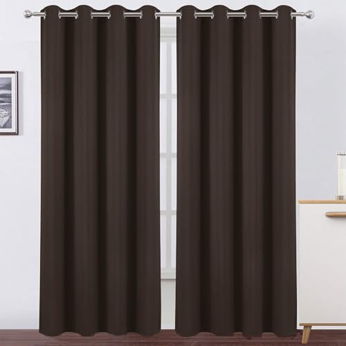 Rideau occultant à oeillets thermique isolant marron 80 x 290 cm