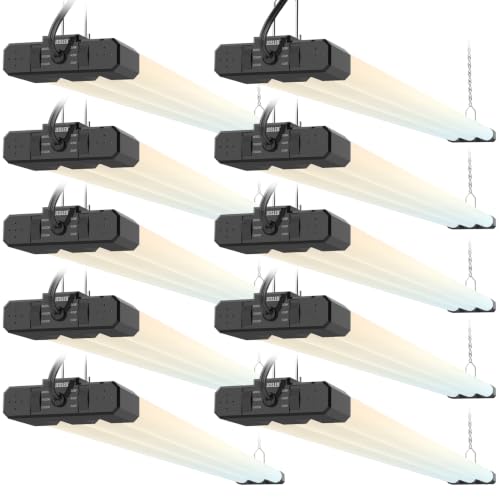 Image of JESLED LED Shop Lights 4FT 7500LM, 3CCT & 3 Wattage Adjustable, ETL | 3CCT 4000K, 5000K & 6500K, 30W /40W /50W Selectable, Linkable for Garages & Workshops, Ceiling or Hanging Mount, 10 Pack