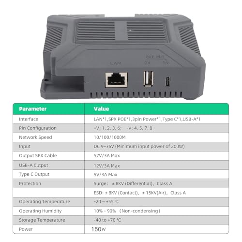 Inyector Power Over Ethernet PoE Injector, Adaptador de fuente de alimentación de alto rendimiento con protección ESD para Mini Dishy miniatura 4