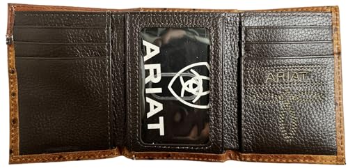 Custom Cowboy Skull ARIAT Tooled Ostrich Trifold Wallet2