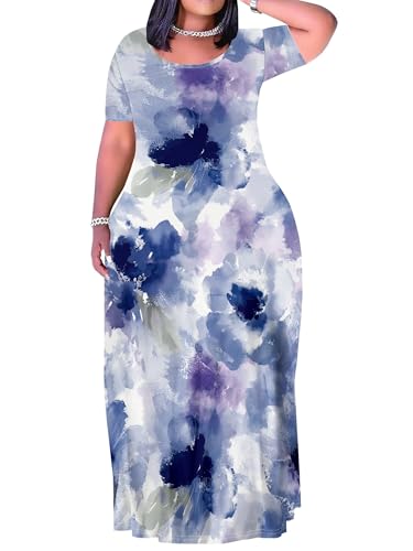 Image of Plus Size Maxi Dresses for Curvy Women T-Shirt Summer Sun Dresses Loose Fit