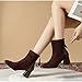 Imagen de MJGkhiy Botas de mujer con tacón de bloqueo elegantes de invierno botines de gamuza Slip-on Cremallera Dress Fiesta Oficina Heels Cerrada Punta Botas Chunky Clásico Zapatos