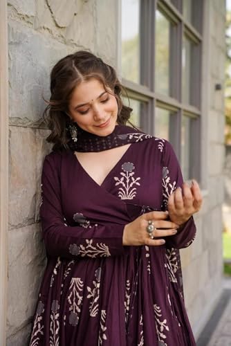 Image of Wedani Rayon Anarkali Dress with Plazzo Pant for Women