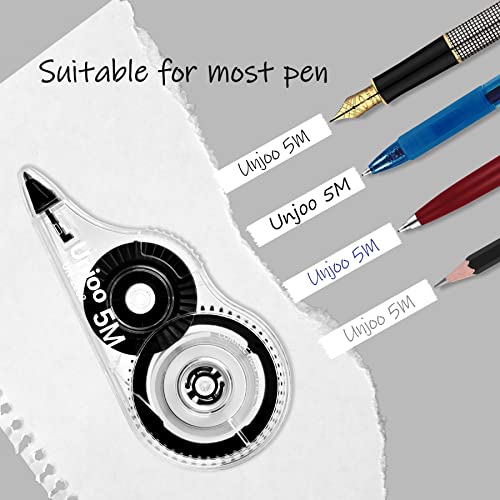 Unjoo Whiteout Correction Tape, Easy To Use Applicator For Instant Corrections Correct Wrong Writing At Any Time, For School, Office (12Pack, 5M/196" X 0.2", Black) #TOP2