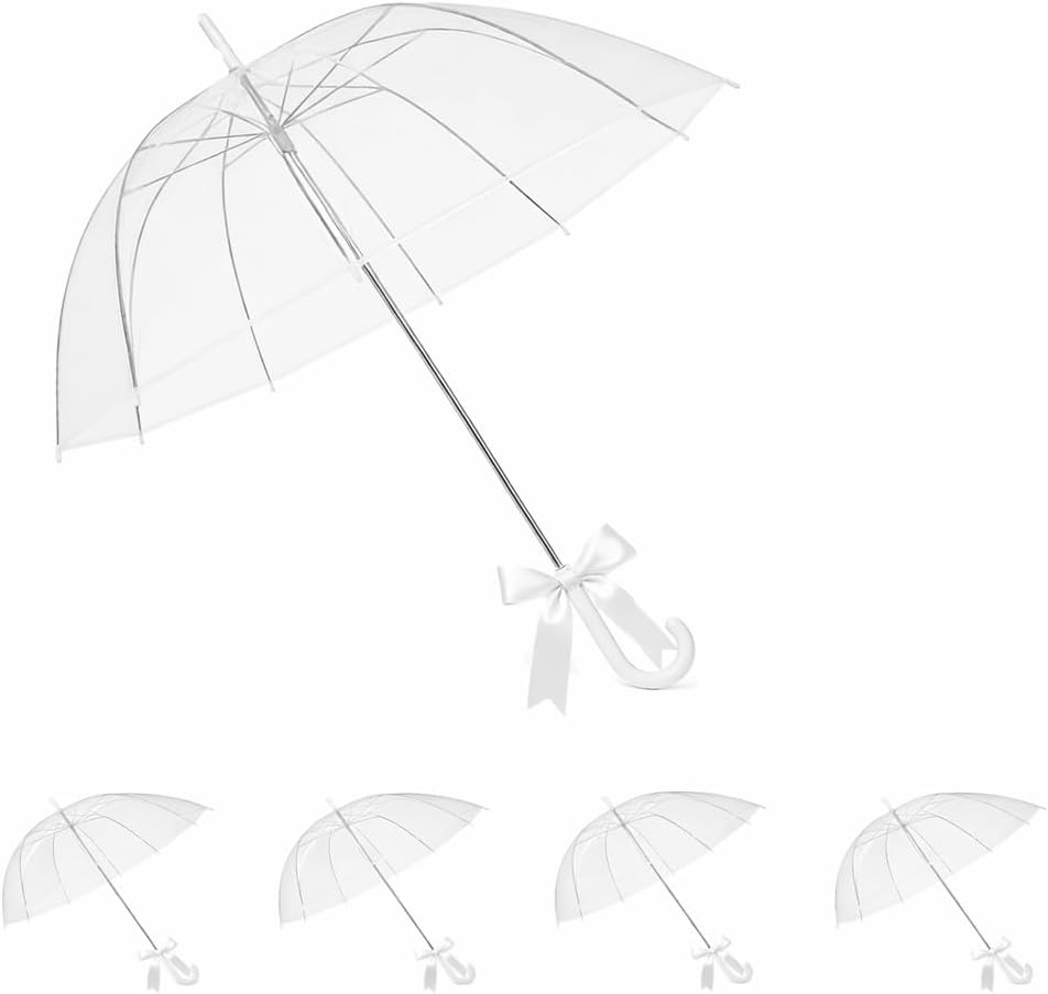 5/10/20 Pack Clear Umbrella Bulk, Bulk Umbrellas for Wedding, Transparent POE Auto Open Rain Umbrellas with Stainless Steel Frame, Large Canopy for Wedding Photography & Outdoor Events and Parties