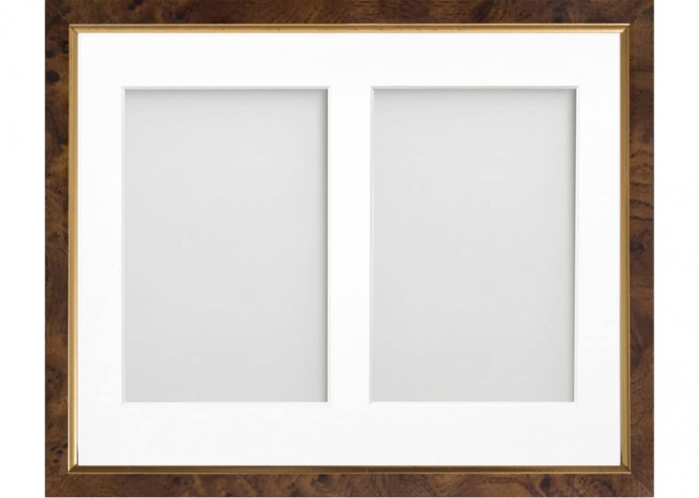Frame Company Drayton Multi Aperture Photo Frame, Walnut, 10x8 for 6x4 inch (x2)
