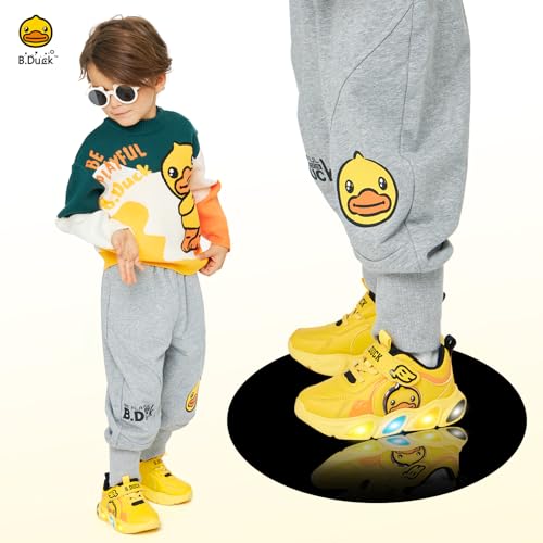 B.Duck Toddler Unisex Light Up Sneakers Size 4-13 - Pink, Cartoon Dinosaur Theme - Comfortable & Playful Kids Shoes3