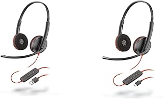 Plantronics - Blackwire 3220 USB-A Wired Headset - Dual Ear (Stereo) with Boom Mic - Connect to PC/Mac via USB-A & Blackwire 3220 - Wired Dual-Ear (Stereo) Headset with Boom Mic - USB-C
