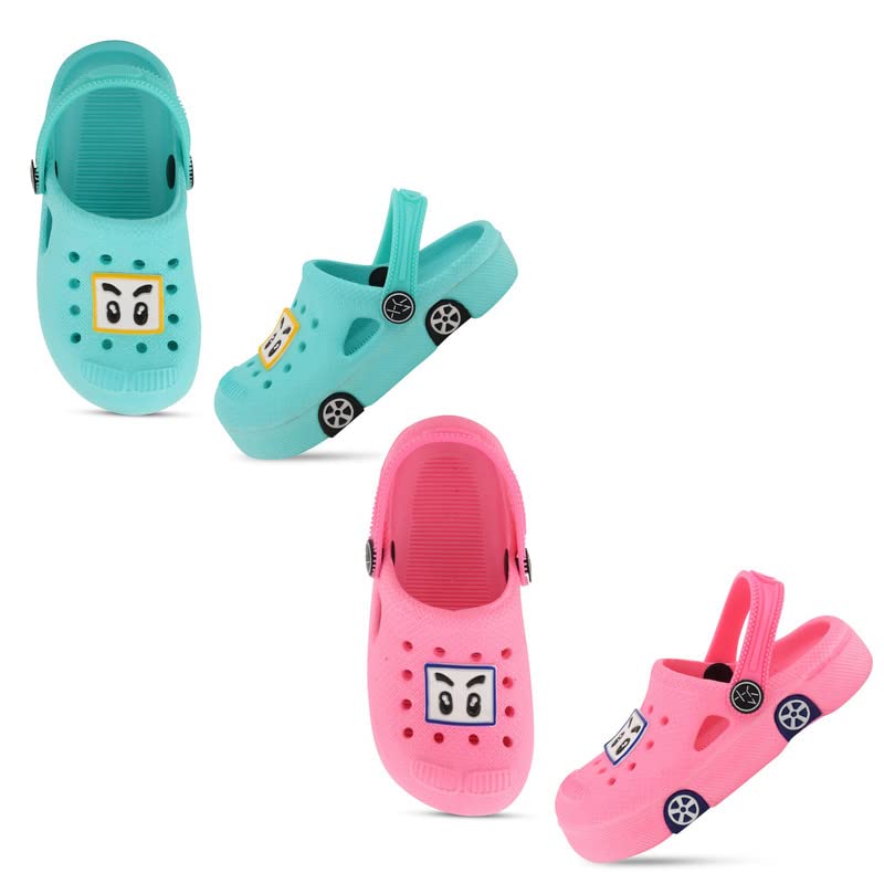 Image of SMARTOTS Pack of 2 Car Design Kids Clogs for Daily Use, Kids Eva Sandals for Boys and Girls with Adjustable Sling Back Strap