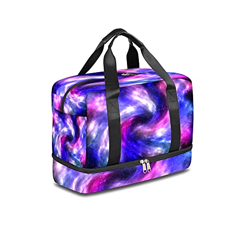 Travel Duffel Bag Galaxy Nebula Star Waterproof Sports Tote Gym Bag Weekender Overnight Bag with Wet Pocket and Shoes Compartment Duffel Bag For Men Women