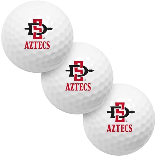 LinksWalker San Diego State Aztecs 3 Golf Ball Gift Pack Regulation Size 2-Piece Golf Balls Team Logo