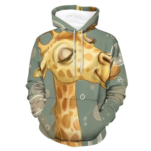 Sweat à capuche homme et femme Bulles Girafe taille S