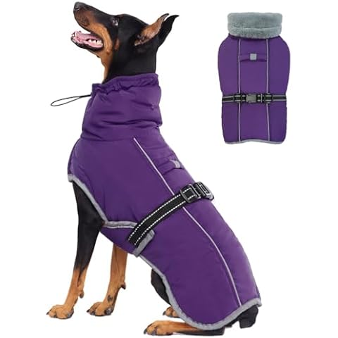 OUOBOB Waterproof Dog Coat with Fleece Cover