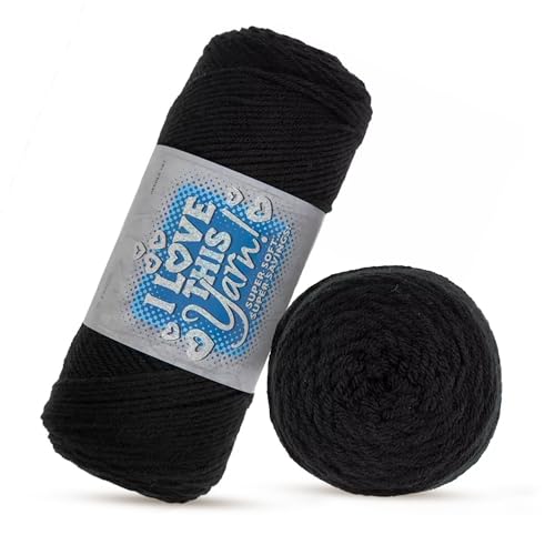 Image of Hobby Lobby I Love This Yarn, 100% Acrylic, 30 Black | 4 Medium Weight, 355 Yards Per Skein, For Crocheting & Knitting