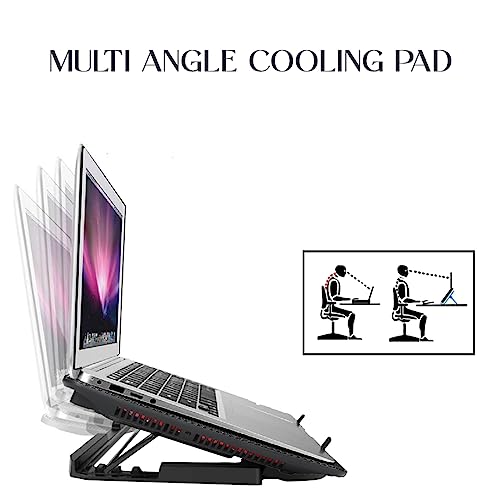 CLAW Breeze C3 Laptop Cooling Pad with 3 Motor Fans, 2 Adjustable Height, with Built-in Dual USB Hub (Black and Red) - Image 5